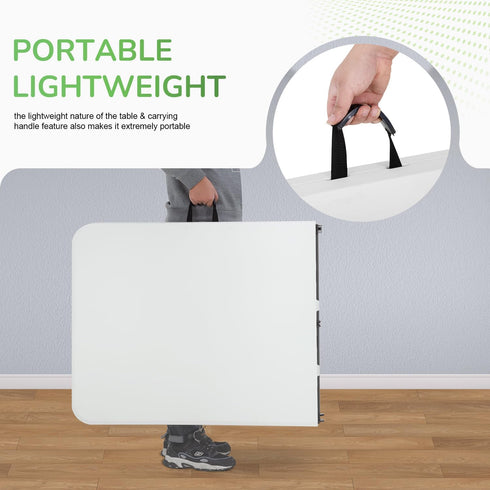 PayLessHere 6FT | Folding Table | Portable Plastic Table with Carry Handle | Waterproof & Foldable Table Design | Steel