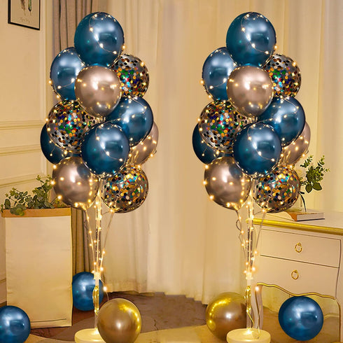 Cicicooie Balloon Stand Kit for Floor with String Light 2 Set Rolay Blue