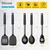 Silicone Spatula and Cooking Spoon,5 Pack Non-Stick Cooking Utensils for Kitchen,Heat Resistant Solid & Slotted Spoons and Spatulas, Stainless Steel Handle Coated with Silicone,Black by Vovoly