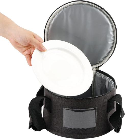 China Storage Container for Saucer and Appetizer Plates, 12" W x 7.5" H, Hard Shell and Stackable Design