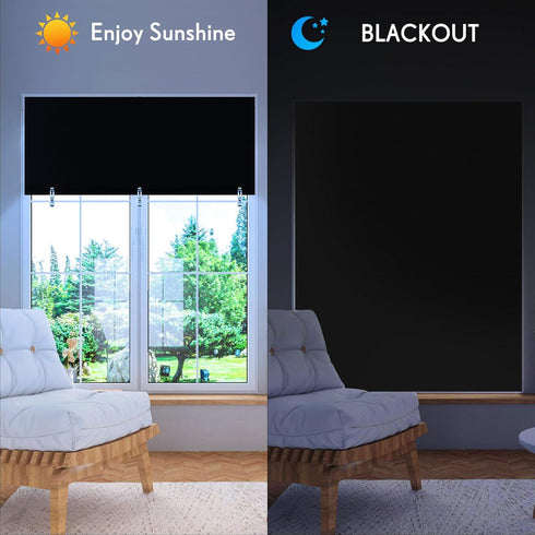 Blackout Curtains for Bedroom, Self Adhesive Indoor Blackout Blinds, UV Protection Roller Window Shades