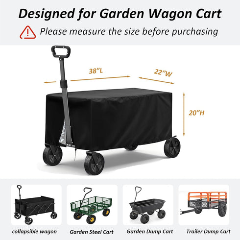 38x22x20 inch TheElves Garden Cart Cover, Outdoor Garden Wagon Covers Waterproof Heavy Duty for Yard Dump Carts, Steel