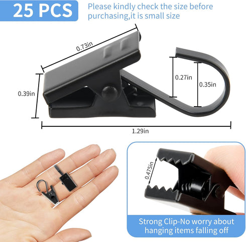 Manysky 25 Pack 430 Curtain Clips Hooks, Stainless Steel Drapery S Hooks Clips for Hanging Christmas String Lights