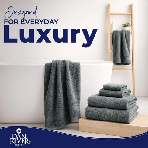 8 2 2 4 600 100% Set, DAN RIVER PC Luxury Bath Towels for Bathroom, Bath, Hand, and Wash Cloths, GSM Ring Spun Cotton