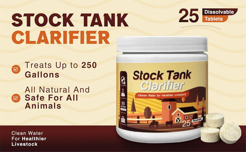 50, Count) Stock Tank Clarifier - Improves Livestock Water by reducing buildup and Creating Healthier Water troughs.