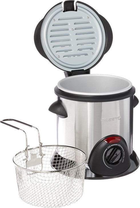 Presto 05470 Stainless Steel Electric Deep Fryer - Silver, Ideal for Making Crispy Fried Foods at Home