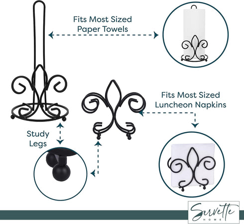 Fleur De Lis Paper Towel Holder - Black