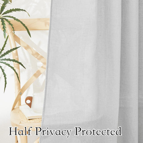 RYB HOME Semi Sheer Valance Curtains, 36 x 63 inches, 2 Panels, Dove Grey, Linen Texture Wave Fabric for Light