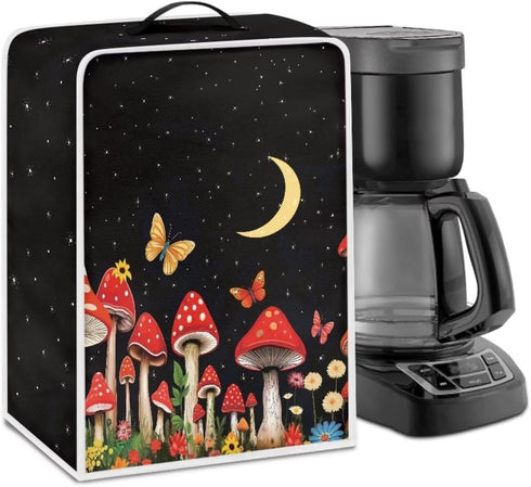 Moon Mushroom Coffee Maker Cover, Stain Resistant Washable Cover with Handle for Kitchen Appliance Protection
