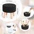 Poofzy Small Ottoman with Storage, Small Foot Stool Ottoman with Wood Legs, Sherpa Foot Rest for Couch, Living Room