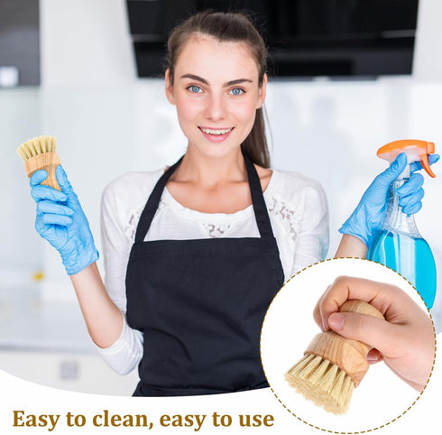 SynHHergyx 6 Packs Bamboo Dish Scrub Brushes Wok Brush Dish Scrubber Brush Kitchen Dishwashing Scrubber with Natural