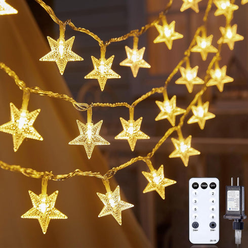 Star String Lights Plug in - 33 ft 100 LED Star Fairy