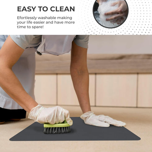 Super Absorbent Dish Drying Mat – Coffee Mat for Countertops – Non-Slip Water Absorbent Kitchen Mat (CLASSIC GREY 16X12)