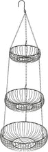 Simple Houseware Adjustable Metal Hanging Fruit Basket, Oblate, Black, 11" W x 11" L x 30" H