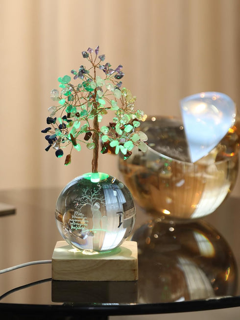 7 (3D Crystal Tree of Life, Chakra Healing Tree with Multicolor Night Light Crystal Ball for Meditation Relaxation