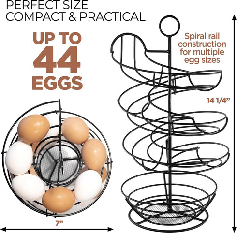 Countertop, 3 Dozen Fresh Egg Holder Egg Skelter, Spiral Egg Holder with Storage Basket, Chicken Egg Holder, Large
