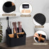 Toothbrush Holders for Bathrooms,Electric Toothbrush and Toothpaste Holder with Bamboo Divider for Bathroom Countertop Organizer,Toothbrush Caddy for Kids Family Counter Vanity Storage Black by Ayswupt