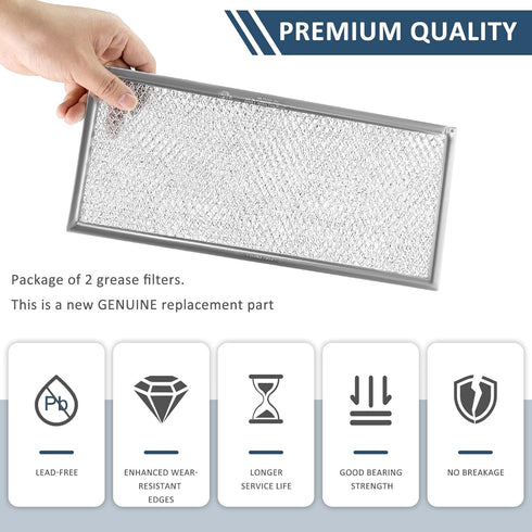 Fits Whirlpool W10208631A Microwave Grease Filter - Approx 13" x 6" (2-Pack) & 8206230A Charcoal Filter (4-Pack)