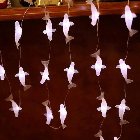 30 10ft Ocean Theme White Beluga Whale Fairy String Lights, Nautical Dcor Cute Dolphin Decorative Lights Sea Canaries