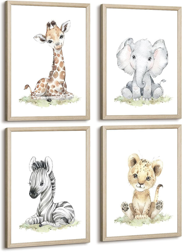 Baccone Safari Nursery Wall Art Decor Baby Animal Canvas Wall Art Woodland Nursery