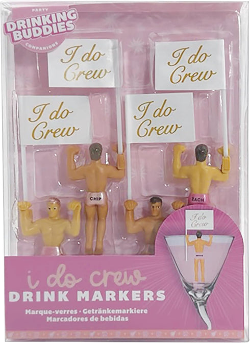 Drinking Buddies Bride Squad Bachelorette Drink Markers, Party Accessories for Girls Night, Hunky Wine Charmers