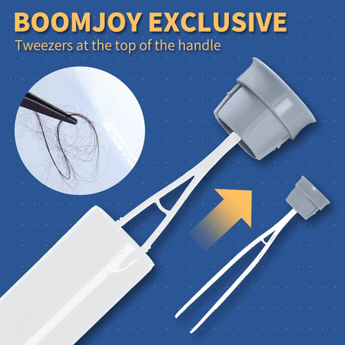 BOOMJOY Toilet Brush and Holder Set, Toilet Bowl Cleaner Brush with Tweezers for Bathroom Cleaning and Organization