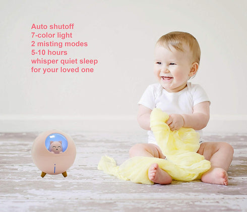 Upgraded Ultrasonic Ultra-Quiet USB Mini Humidifier for Kids Baby Nursery, 7-Color Lights, Auto Shutoff