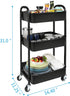 3-Tier Rolling Utility Cart - Black with Caster Wheels