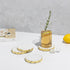 Set 6 Set, 4 inch of Real Marble Coasters with Golden Borders, decoratice White & Gold Coasters for Desk, Coffee Table