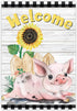 Welcome Garden Farm Flag, 12x18 Inch Sunflower Cute Pink Pig Vertical Double Side Decor for Outside Farmhouse Garden