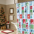 Christmas Holiday Cheer Fabric Shower Curtain - Winter Theme with Snowmen, Penguins, Polar Bears, Deer, 70x70 inch