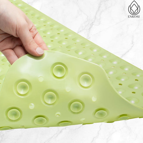 ENKOSI Large Non Slip Bath Mat - Extra Long 40 x 16 Inch Bathroom Mats for Tub, Anti Slip Green Bathmats