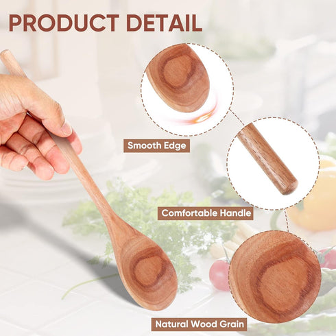 4 Pieces Acacia Wooden Spoon Set - 8, 10, 12, 14 Inch Mixing Utensils for Cooking, Nonstick Cookware