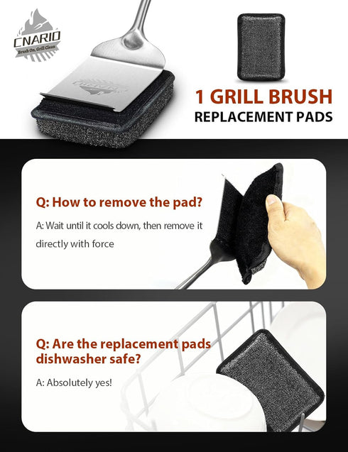 1 Bristle-Free Grill Brush for Outdoor Grill, Steam Cleaning Grill Brush Bristle Free with Replaceable Brush Heads