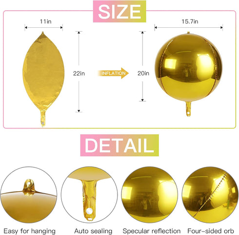 6pcs Big Gradient Green Foil Balloons, 22 Inch 4D Metallic Gradient Green Yellow for St. Patrick's Day Decorations