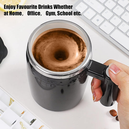 FCSWEET 2Pc 14oz Self Stirring Mug,Rechargeable Auto Magnetic Coffee Mug with Stir Bar,Waterproof Automatic Mixing Cup