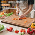 BETOLEAN 17x12 Inch Acacia Wood Cutting Boards for Kitchen, Butcher Block with Deep Juice Grooves & Non-Slip Handle