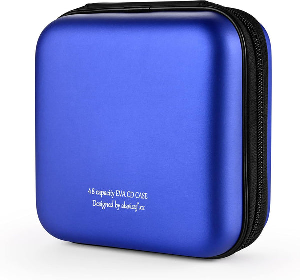 alavisxf xx CD Case, 48 Capacity EVA Protective Blu-ray DVD Case Holder, Portable Zipper Disc Storage Organizer Bag
