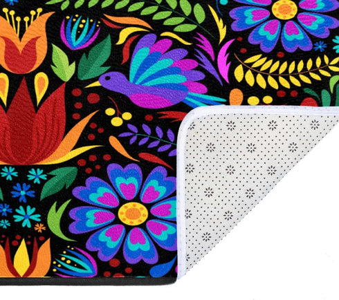 Floral Mexican Birds Kitchen Rugs, Indoor Outdoor Non Slip Kitchen Floor Mats Area Rugs Runner 40x20 in