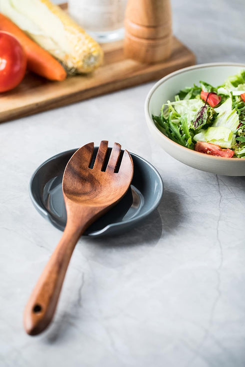 Porcelain Spoon Rest with Drip Tray, Cooking Spoon Holder for Stove Top, Kitchen Utensil Holder for Spoons, Ladles