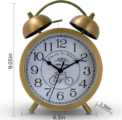 6-Inch Maxspace Twin Bell Alarm Clock, Dual Alarm Clock Loud for Heavy Sleepers, Small Desk Clock for Bedside Table