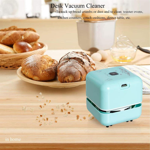 White Elephant Gifts, Mini Desk Vacuum Cleaner, Rechargeable Desktop Vacuum Sweeper with USB Brush as Present to Suck