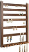 Mymazn Easy Assemble Solid Walnut Wood Earring Wall Holder Hanging Jewelry Organizer