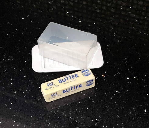 Home & Style Standard Butter Dish White Base Smoked Clear Top
