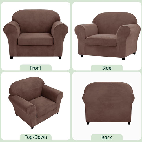 2 1 CHUN YI Piece Velvet Armchair Cover Couch Covers Cushion, Water Resistant Chair Slipcover with Arms, Non Slip High