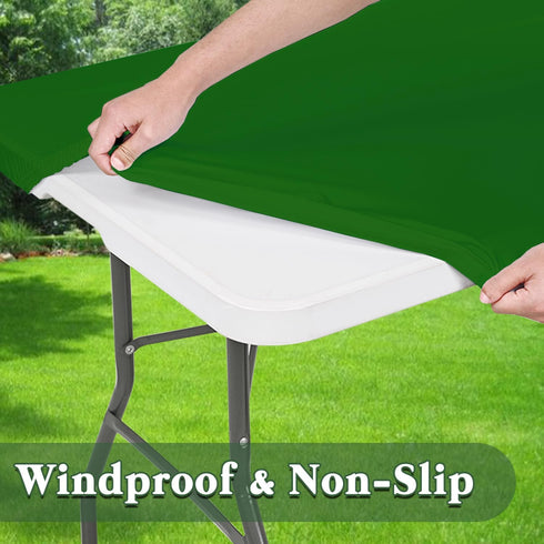 6 Pack 8 (Green,30" 96") Picnic Fitted Table Cover for Foot Tablecloth for Rectangle Tables Waterproof Stretch Washable