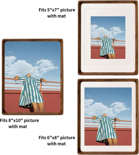 8x10 5x7 6x8 8 10 FLECHAZO Picture Frame Wood with and Mat, Natural Solid Walnut Wooden by Photo Frames for Tabletop
