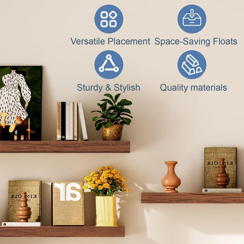 12x7x1.5 Set 2) Floating Shelves for Wall, Bathroom Shelves Over Toilet, Wall Shelves & Book Shelf, Hanging Shelf