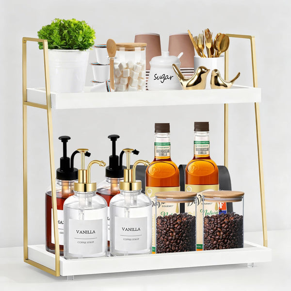 2087 Coffee Bar Organizer for Countertop, Multifunctional Coffee Station Organizer for Accessories Storage,