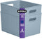 Superio Ribbed Collection - Decorative Plastic Open Storage Bins, X-Large Blue (2 Pack) for Organizing
